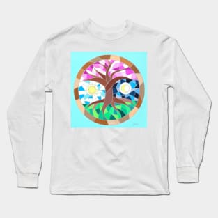 Cherry blossom tree in mosaic Long Sleeve T-Shirt